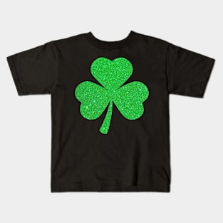 St Patricks Day, Faux Glitter 3 Leaf Clover Kids T-Shirt